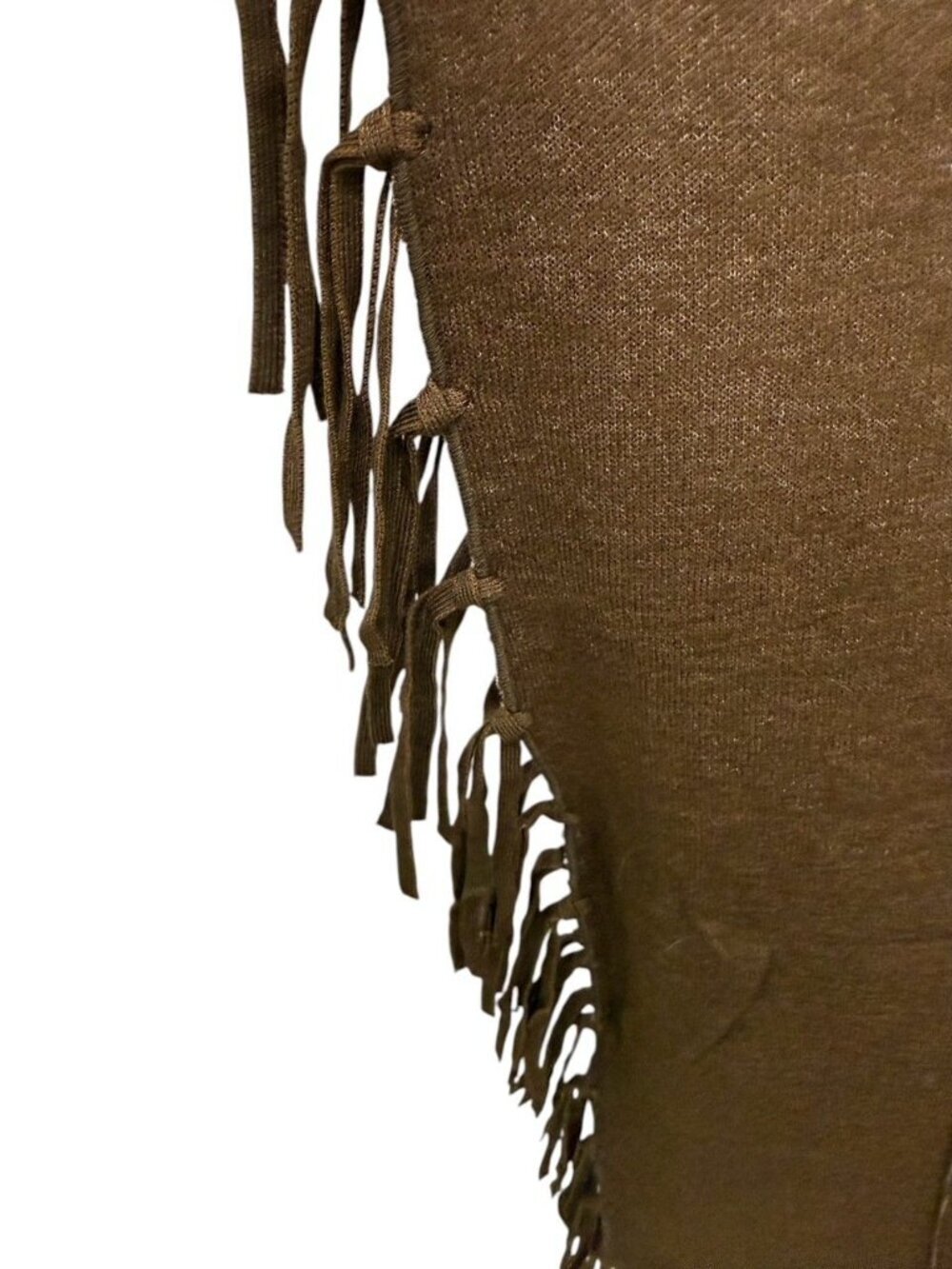 Back in the Saddle Bluff Trail Turtleneck Fringed Poncho Armholes Pocket One Sz - Picture 5 of 11